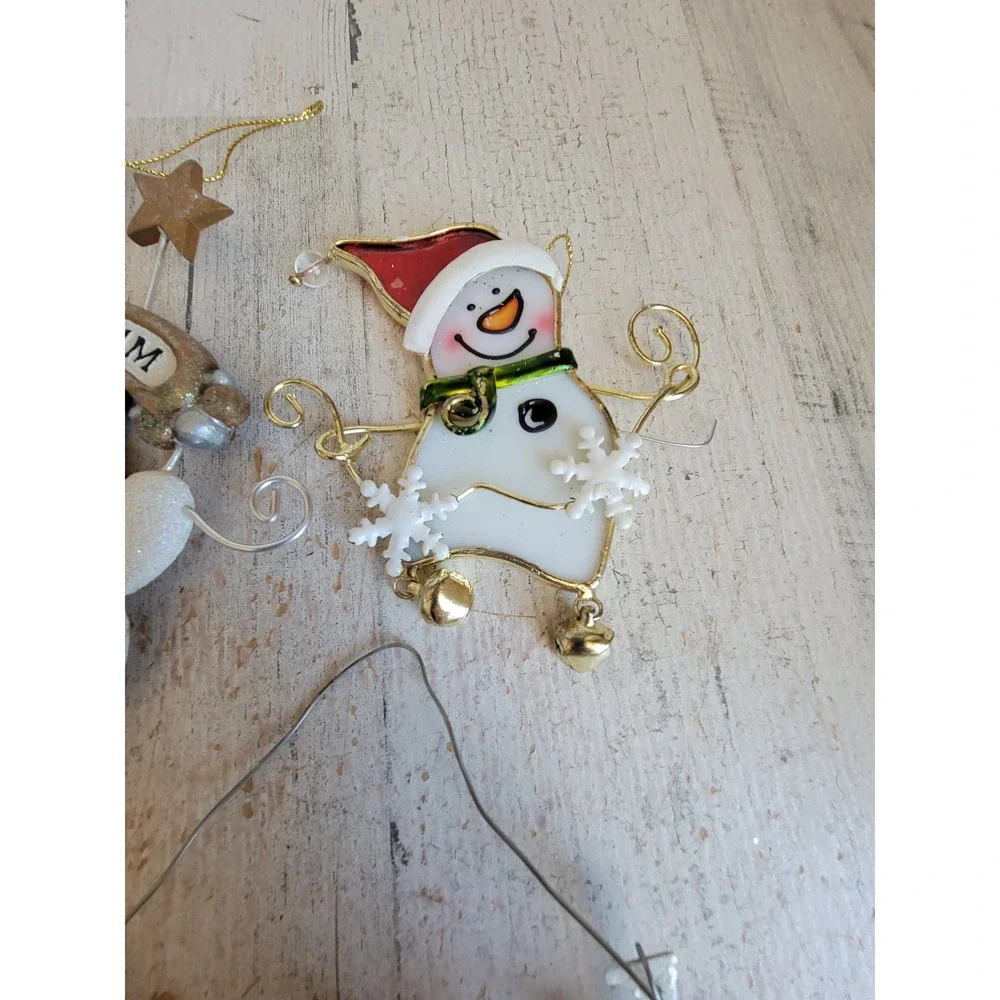 Vintage variety Xmas ornament Noel glitter snowman millennium set unique